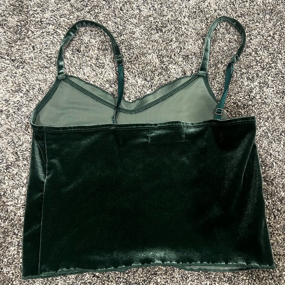 Abercrombie & Fitch Deep Green Velvet Cropped Cami - Picture 2 of 3